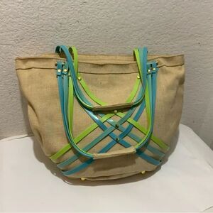 Crocs Huarache Large Summer Canvas Tote w/Blue & Lime Highlights